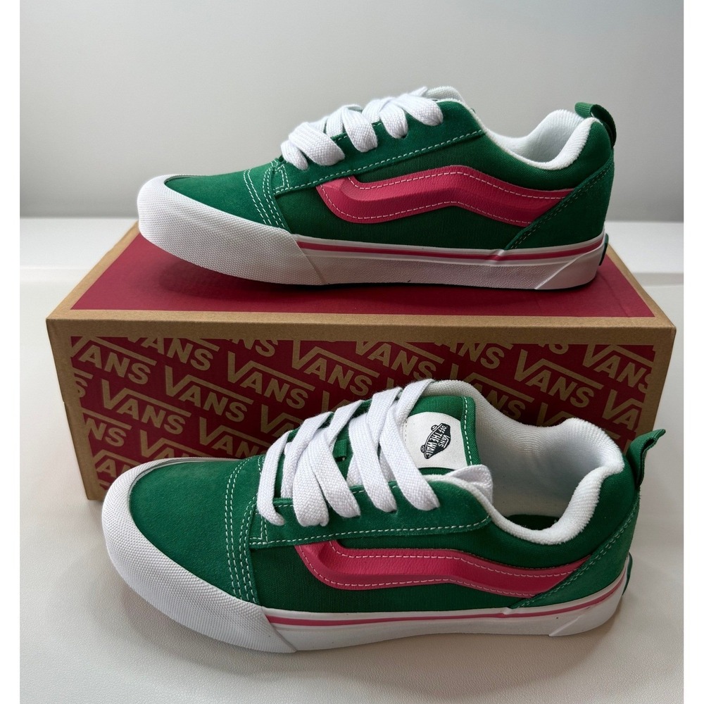 Vans Knu Skool Green Pink Skate Shoes VN000D2TBOC Juniors 5.5 Womens 7 NEW